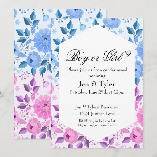 Bloemen Geslacht onthullen briefpapier Kaart (Voorkant / Achterkant)