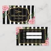  Bloemen Gestreepte Hair Stylist Afspraak Afsprakenkaartje (Voorkant / Achterkant)