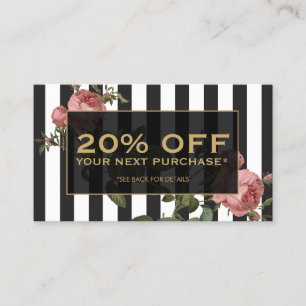  Bloemen Gestreepte Salon Coupon Kaart