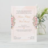 Bloemen & Getextureerde Islamitische Moslim Bruilo Kaart (Staand voorkant)