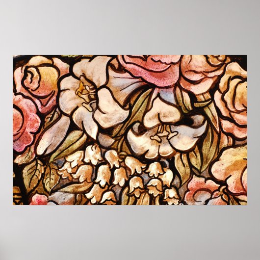 Bloemen geverfd op glas poster (Voorkant)