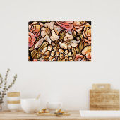 Bloemen geverfd op glas poster (Keuken)