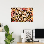 Bloemen geverfd op glas poster (Thuiskantoor)