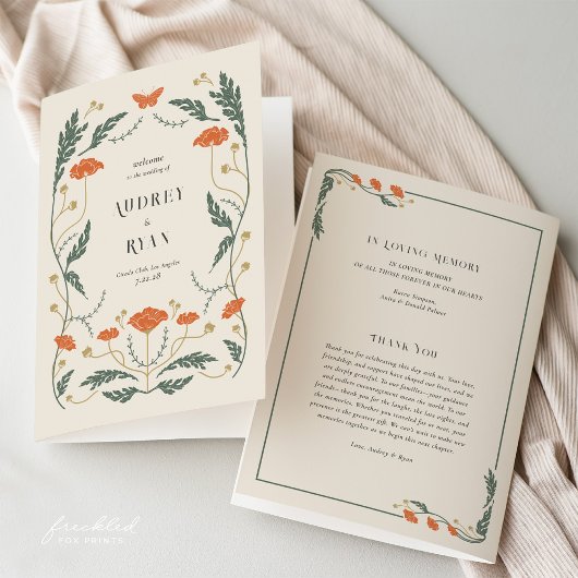  Bloemen Gevouwen Trouwprogramma Programma