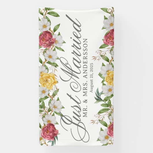 Bloemen Gewoon Getrouwd Auto Banner (Verticaal)