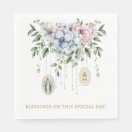 Bloemen Gezegende Maria Miraculous Medaille Religi Servet (Voorkant)