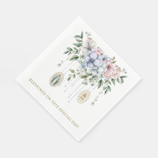 Bloemen Gezegende Maria Miraculous Medaille Religi Servet (Hoek)