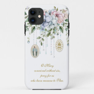 Bloemen Gezegende Maria religieuze gebedsmedailles Case-Mate iPhone Case