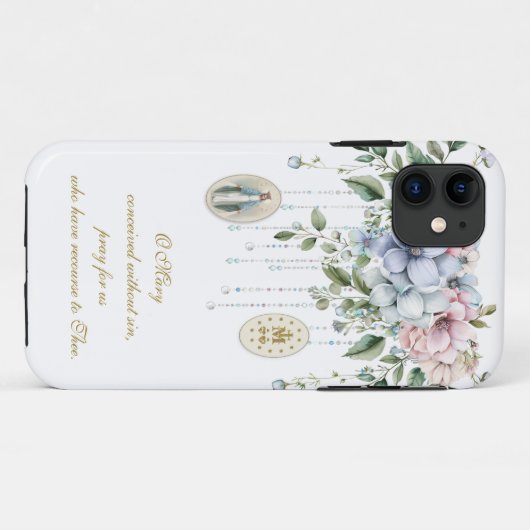 Bloemen Gezegende Maria religieuze gebedsmedailles Case-Mate iPhone Case (Achterkant (horizontaal))