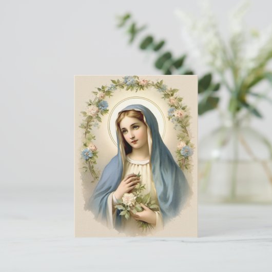  Bloemen Gezegende Moeder Maria Katholiek Briefkaart (Staand voorkant)