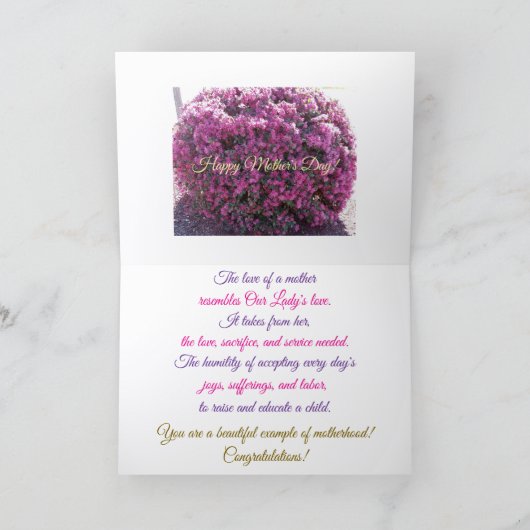 Bloemen, gezegende wensen, Moederdag Kaart (Binnen)