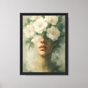 Bloemen Gezicht Canvas Muurkunst Print