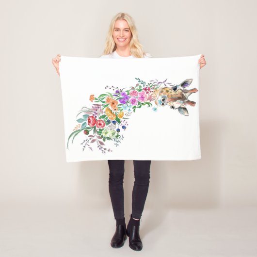 Bloemen Giraffe Baby Fleece Deken (In situ)