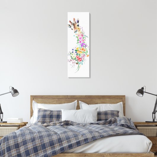 Bloemen Giraffe Canvas Print (Insitu (Slaapkamer))