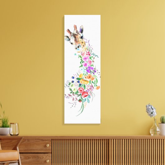 Bloemen Giraffe Canvas Print (Insitu (Woonkamer))