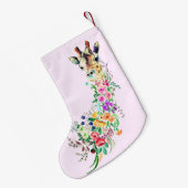 Bloemen Giraffe Christmas Stocking Kleine Kerstsok (Achterkant (Hangend))