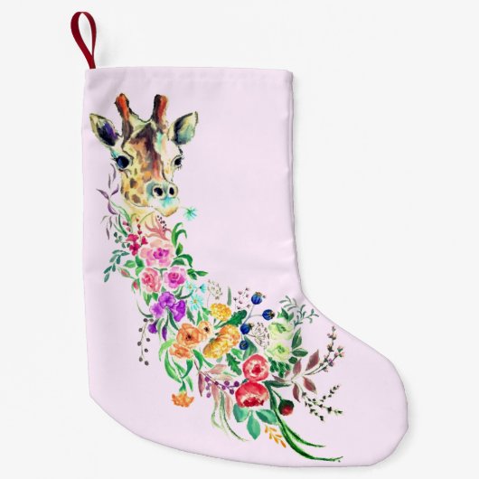 Bloemen Giraffe Christmas Stocking Kleine Kerstsok (Voorkant)
