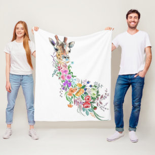 Bloemen Giraffe Fleece Deken
