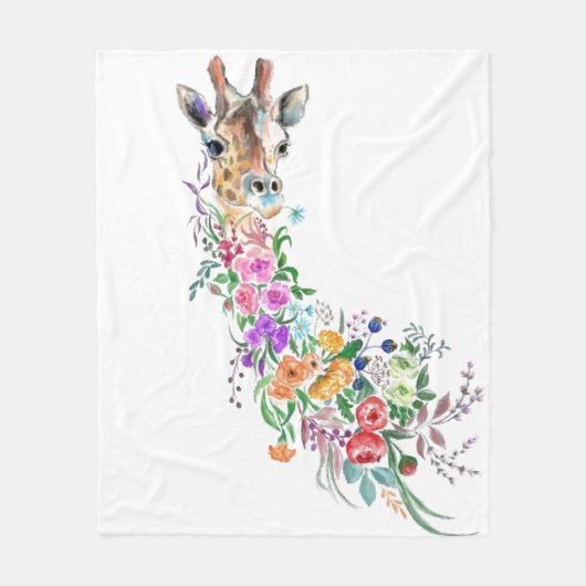 Bloemen Giraffe Fleece Deken (Voorkant)