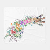 Bloemen Giraffe Fleece Deken (Voorkant (Horizontaal))