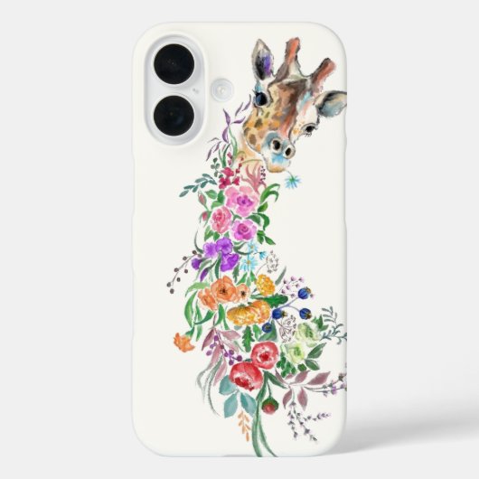 Bloemen Giraffe iPhone Case (Achterkant)