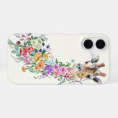 Bloemen Giraffe iPhone Case 16 Hoesje (Achterkant horizontaal)
