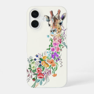Bloemen Giraffe iPhone Case 16 Hoesje