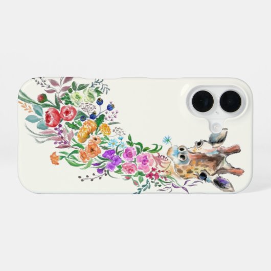 Bloemen Giraffe iPhone Case iPhone 16 Hoesje (Achterkant horizontaal)