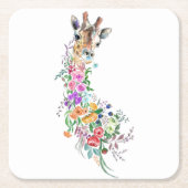 Bloemen Giraffe Papieren Onderzetter (Voorkant)