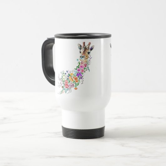 Bloemen Giraffe Reizen Mok (Voorkant links)