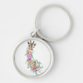 Bloemen Giraffe Sleutelhanger (Voorkant)