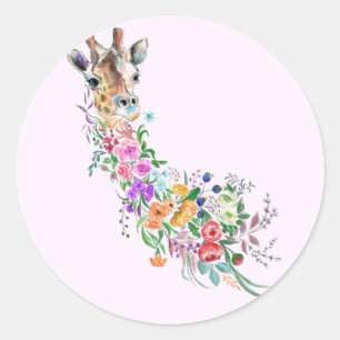 Bloemen Giraffe Sticker