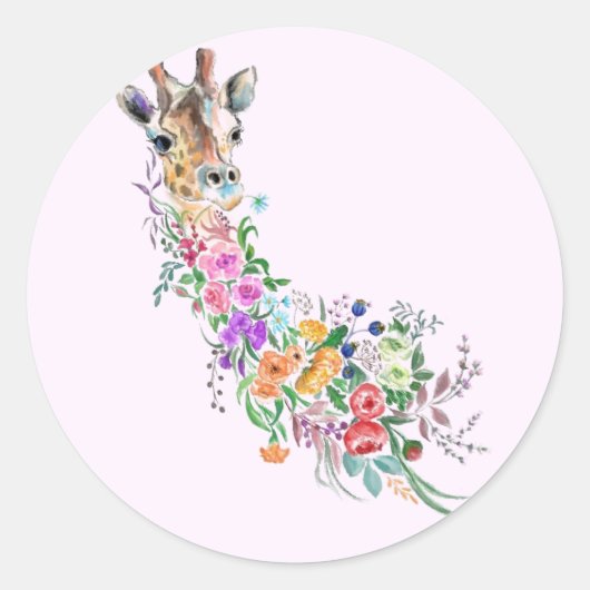 Bloemen Giraffe Sticker (Voorkant)