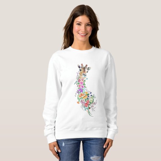 Bloemen Giraffe Sweatshirt (Voorkant volledig)