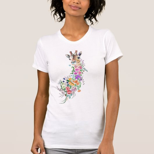 Bloemen Giraffe T-shirt (Voorkant)