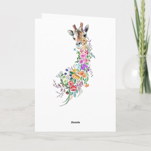 Bloemen Giraffe Verjaardag Kaart (Achterkant)