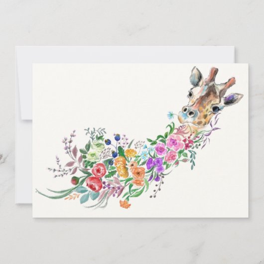 Bloemen Giraffe Verjaardag Kaart (Achterkant)