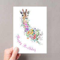 Bloemen Giraffe Verjaardagskaart