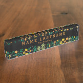  Bloemen Girly Custom Black Desk naamplaat Naambordje (Zijkant)