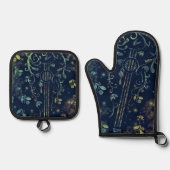 Bloemen Gitaar Oven Mitt & Pot Houder Set (Voorkant)