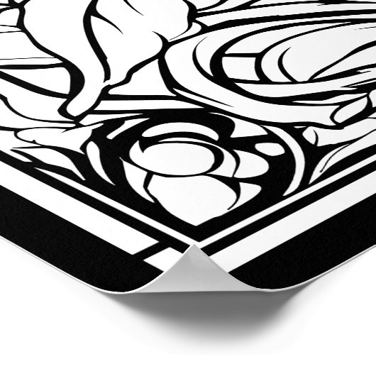 Bloemen Glas in lood Venster Kleurplaat Poster (Hoek)