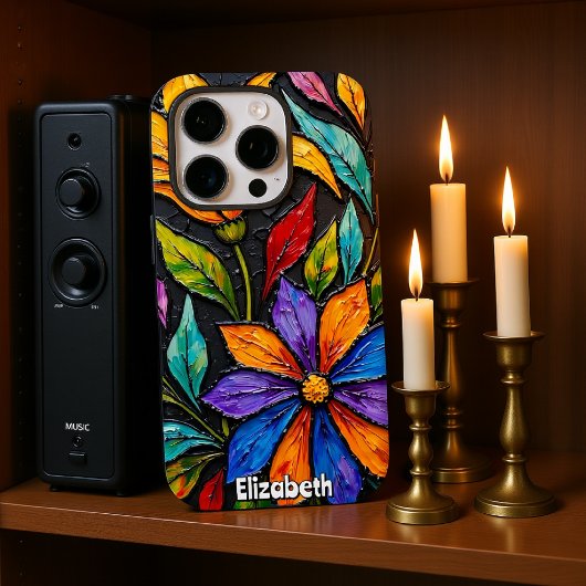 Bloemen Glas in lood Vensterpaneel Case-Mate iPhone Case