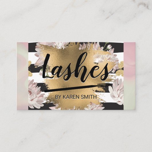 Bloemen Glinsterende vlinders | Gouden folie Afsprakenkaartje (Voorkant)