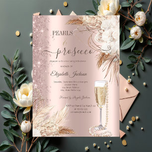 Bloemen Glitter Parels & Prosecco Bruidsmeisjeshuw Kaart