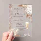 Bloemen Glitter Parels & Prosecco Vrijgezellenfees Acryl Uitnodigingen (Insitu (Draagbaar))