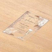 Bloemen Glitter Parels & Prosecco Vrijgezellenfees Acryl Uitnodigingen (Laagn)