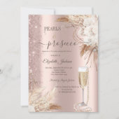 Bloemen Glitter Parels & Prosecco Vrijgezellenfees Kaart (Voorkant)