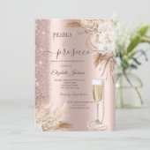 Bloemen Glitter Parels & Prosecco Vrijgezellenfees Kaart (Staand voorkant)