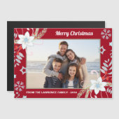 Bloemen Glitter Sneeuwvlokken Rode Kerstmis Foto (Voorkant / Achterkant)