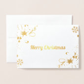 Bloemen Glitter Sneeuwvlokken Rode Kerstmis Foto Folie Kaarten (Voorkant met envelop)